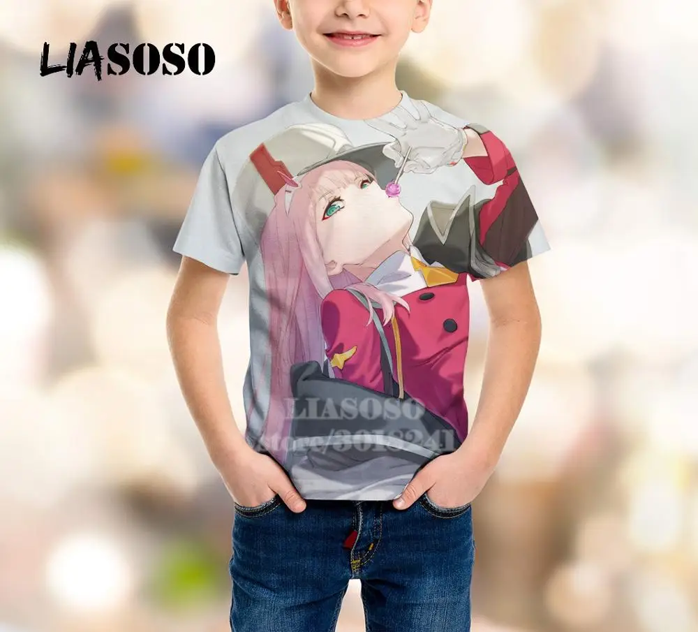 Детский свитер с принтом «Zero Two» футболка с 3D принтом «Darling In The Franxx» Детский свитер для подростков с короткими рукавами для мальчиков и девочек B169-01