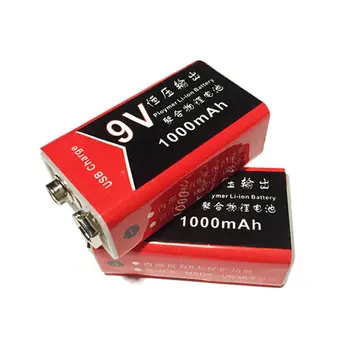 

GTF Micro USB 9V 1000mah 500mah USB Rechargeable Battery 9V 6F22 Lithium ion Battery Cells for Guitar EQ Smoke Alarm Multimeter