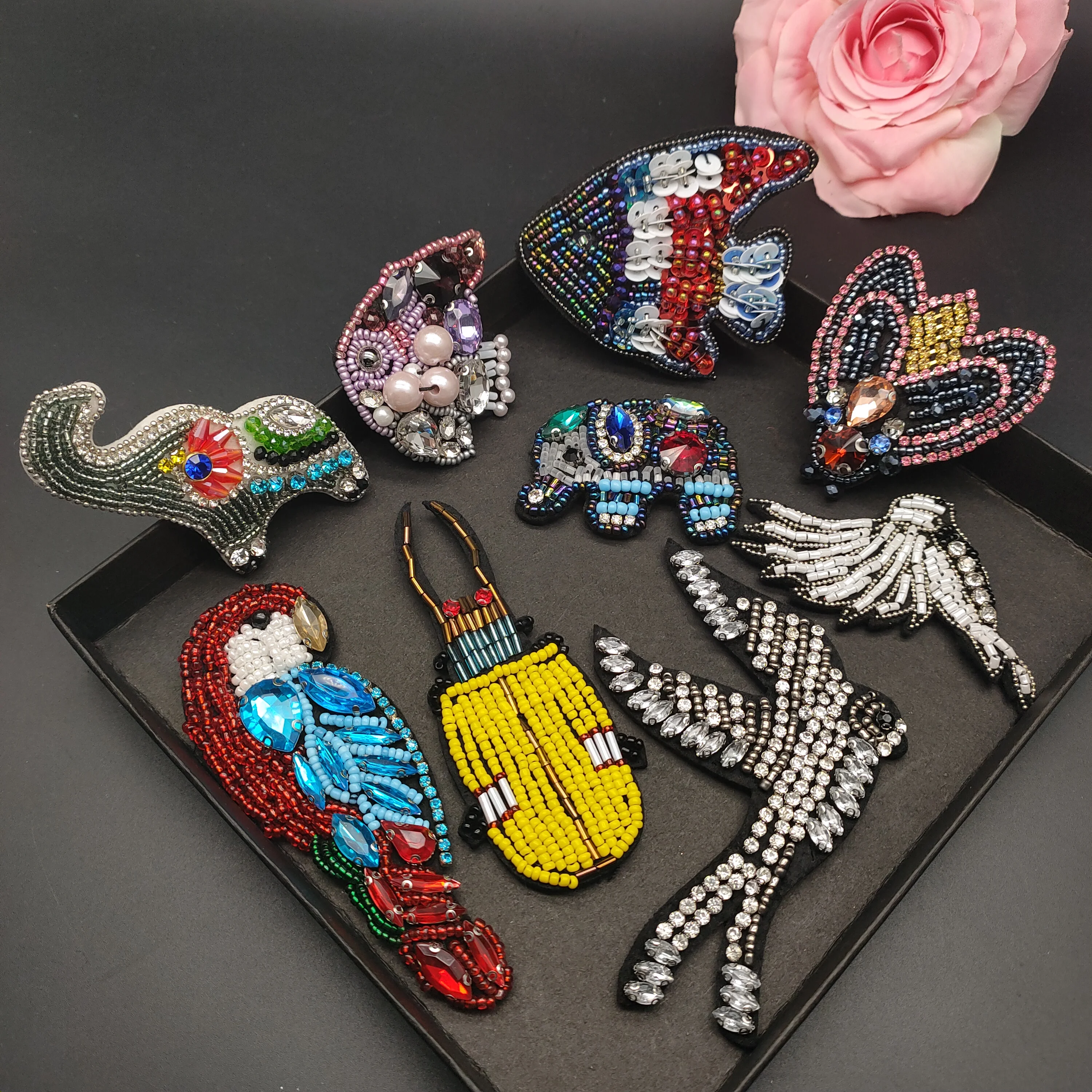 3D Ручная работа искусственное животное нашивка с кристаллами аппликация для