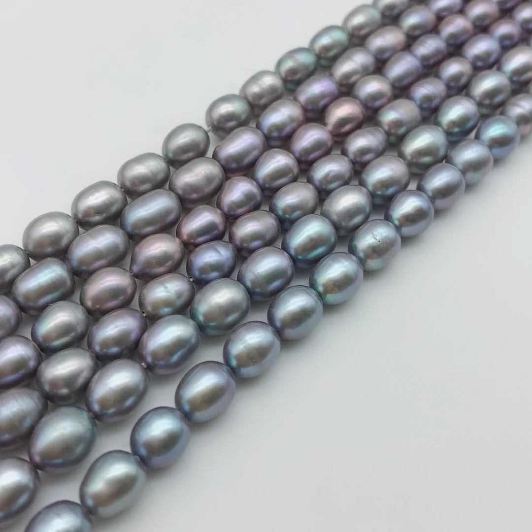 Diy серый рис настоящий пресноводный AA+ жемчужная форма 6-8 мм/7-9 мм свободные бусины 2 нити 15"