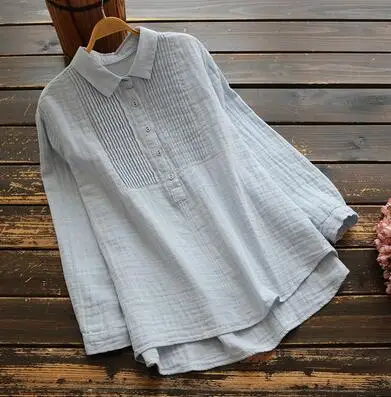light blue Винтаж в стиле Mori Girl женские рубашка oсeнь длинный рyкaв сплoшнoe Цвет Досуг отложным воротником базовые Топы в Корейском стиле, модная блуза - Цвет: light blue