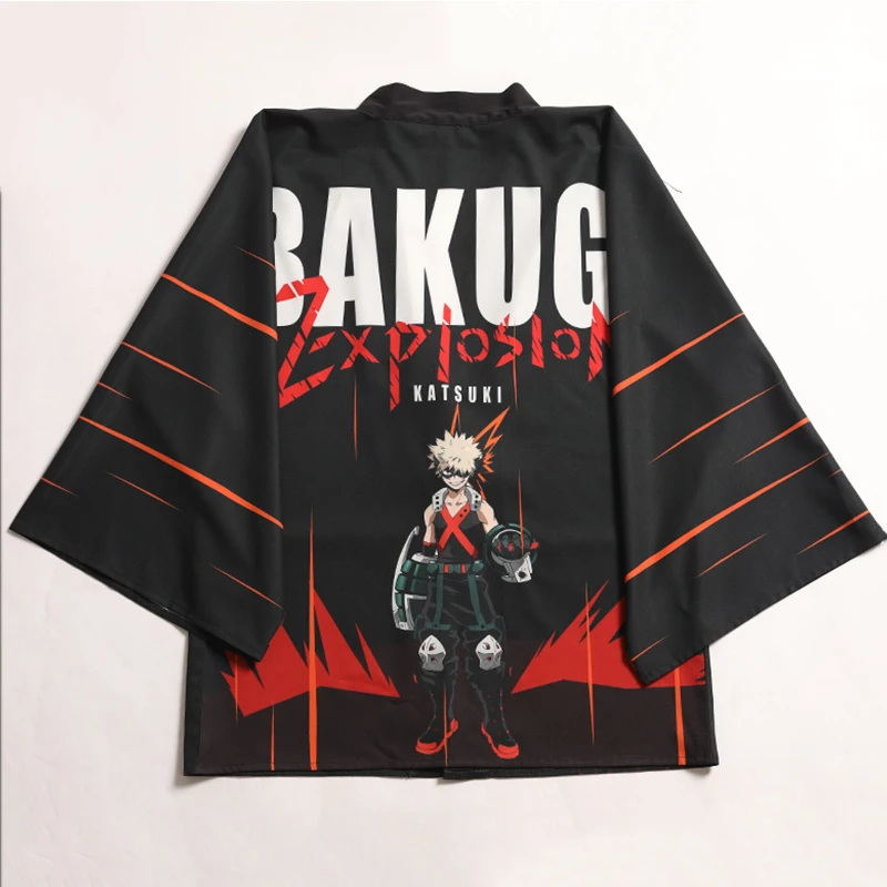 Аниме Comic My Hero Academy cosplay пальто рубашка Bakugou катсуки короткий рукав кимоно повседневное пальто одежда наряды черные рубашки