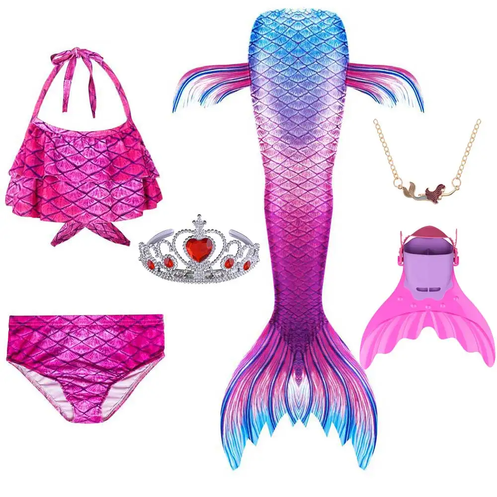 

Princess Mermaid Swimming Costume For Girls Kids Ariel Mermaid Tail With Monofin And Bikini Swimsuit Cosplay