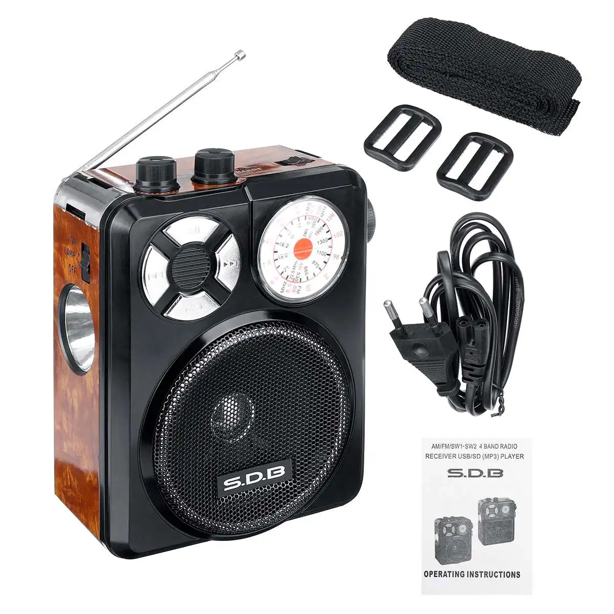 classical Mini Portable AM FM SW1 SW2 full channel Radio Receiver Handheld Digital FM USB TF MP3 Player Speaker Rechargeable