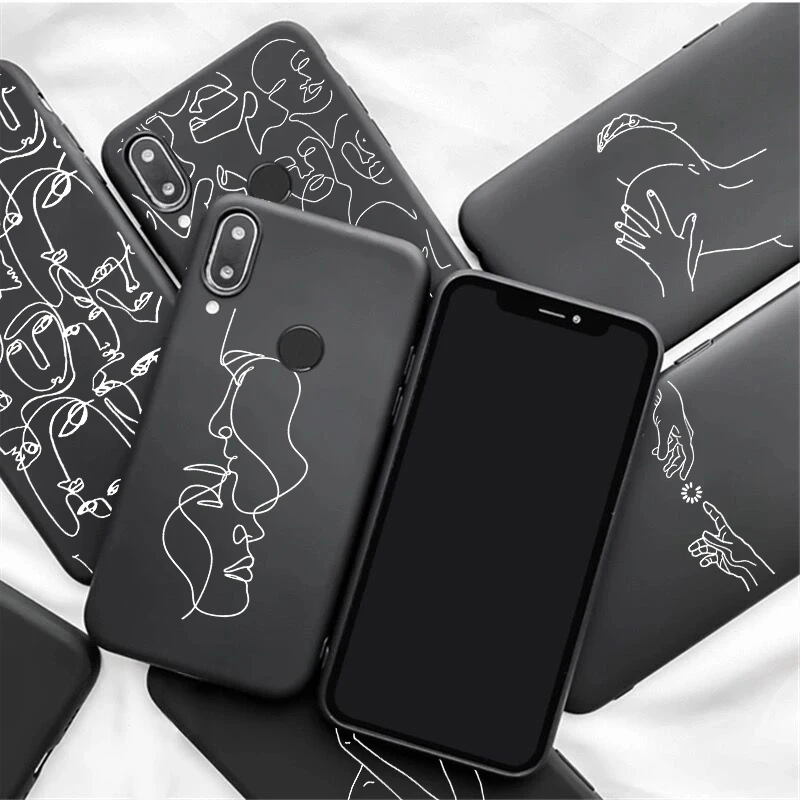 Black Sexy Lines Art Soft TPU Phone Case For huawei honor 30 10 9 8 20 Lite Pro 9C 9A 9S 8C 8X 8A 8S P smart P40 P30 P20 | Мобильные