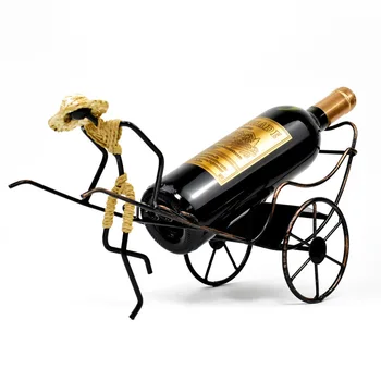 

Handmade Human Rickshaws Shape Kitchen Table Bar Wine Bottle Champagne Storage Holder Rack Stand Bracket Display