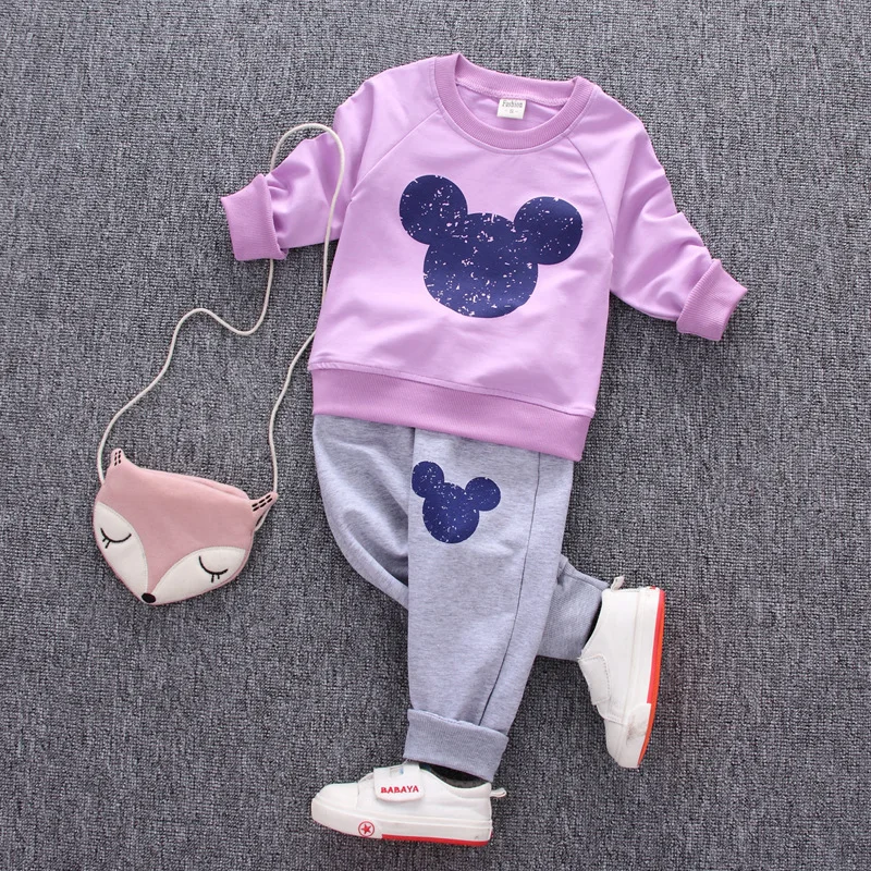  Baby Girls Clothes Set Spring Autumn 2Pcs Newborn Infant flower Dress Tops + Solid Pants Kids Cloth