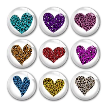 

Valentine's Day Leopard Heart Round Photo Glass Cabochon Demo Flat Back For DIY Jewelry Making Finding Supplies Snap Button