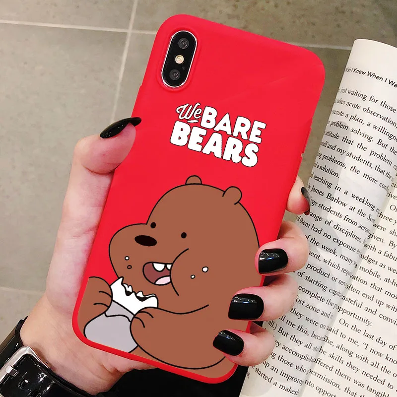 Чехол для телефона XiaoMi RedMi Note 8, 7, 6, 5, K20 Pro, матовый Силиконовый чехол с мультяшным принтом «Мы Голые Медведи», мягкая задняя крышка - Цвет: P2Red