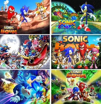 

Cartoon Blue Sonic Birthday Backdrops Photography Photo Studio Background Boys Birthday Party Cake Table Banner Vinyl