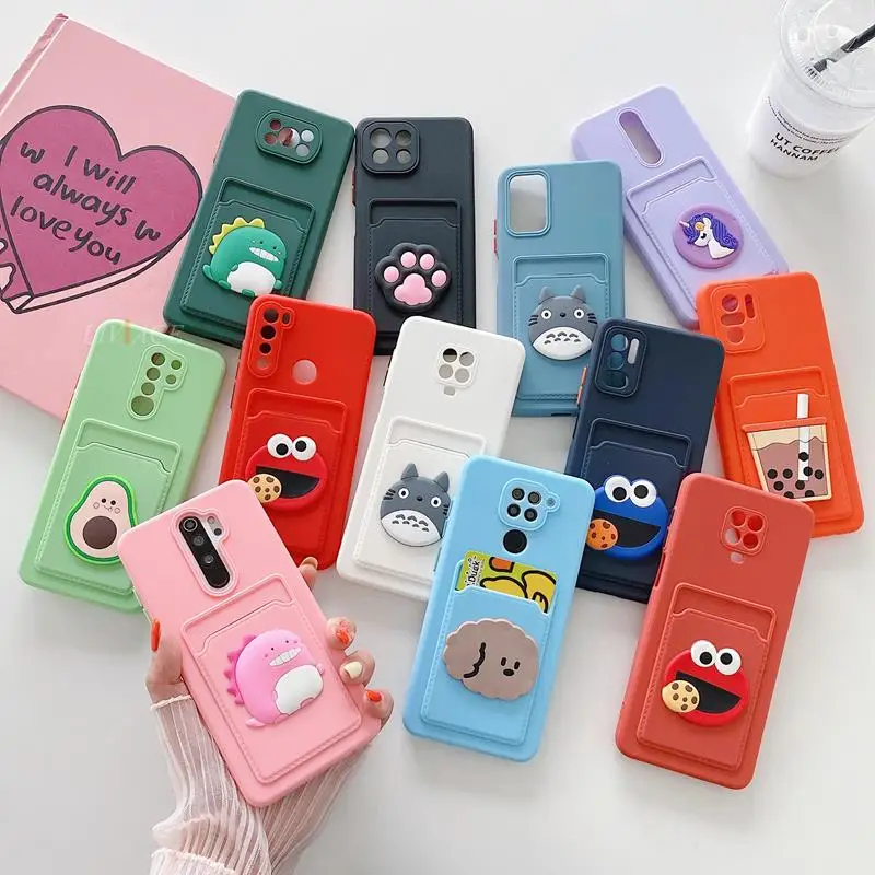 

3D Soft Cute Cartoon Card Holder Silicone Phone Case For Xiaomi Mi 11 Lite Pro Ultra Mi 10s 10T Lite 10i 11i 11x Pro Back Cover
