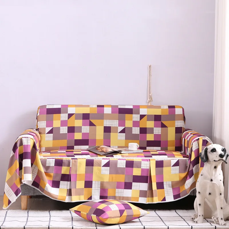 

Mosaic Plaid Thick Comfortable American-Style Full Cover Sofa Cover Full Cover Slip Mat Universal Four Seasons