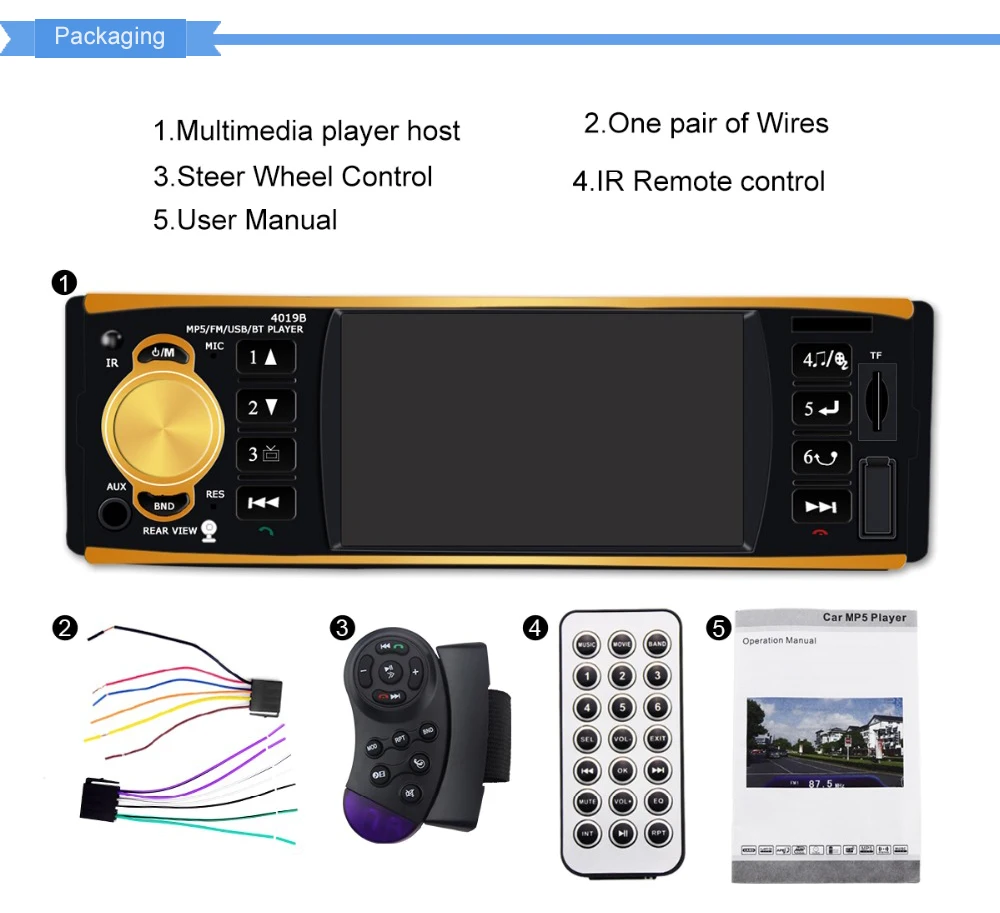 4,1 дюймов 1 Din автомобильное радио аудио стерео AUX FM радио Bluetooth Авторадио MP5 мультимедийный плеер с камерой заднего вида дистанционное управление