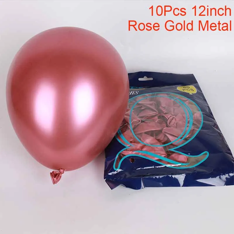 rose red metal 10 шт./лот 12 дюймов золотые металлические латексные шары и цветные конфетти на день рождения украшения для детской вечеринки Свадебная игрушка-воздушный шар - Цвет: rose red metal