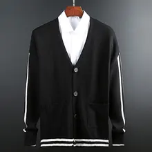 Новинка, модный брендовый шерстяной свитер, мужской кардиган, Приталенный джемпер, вязанный, высокое качество, Осенний корейский стиль, повседневная мужская одежда