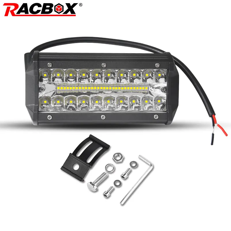 RACBOX 7 дюймов Тройной Ряд светодиодный рабочий свет бар 150 Вт для автомобиля Трактор Лодка внедорожный 4x4 грузовик внедорожник ATV дальнего света 12 В 24 В