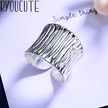 

Simple Style Silver Color Irregular Big Rings For Women Gifts Large Adjustable Finger Rings