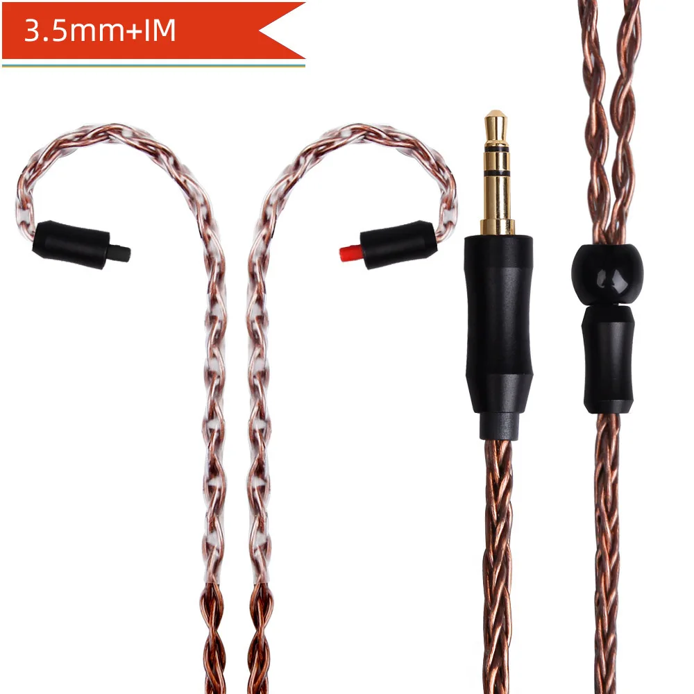 3.5mm IM Brown FDBRO MMCX 2pin 8 ядер сбалансированный обновления наушники кабель 2,5/3,5/4,4 мм разъем для наушников с серебряным покрытием провода SE215 SE315 SE425 SE535 SE846 - Цвет: 3.5mm IM Brown