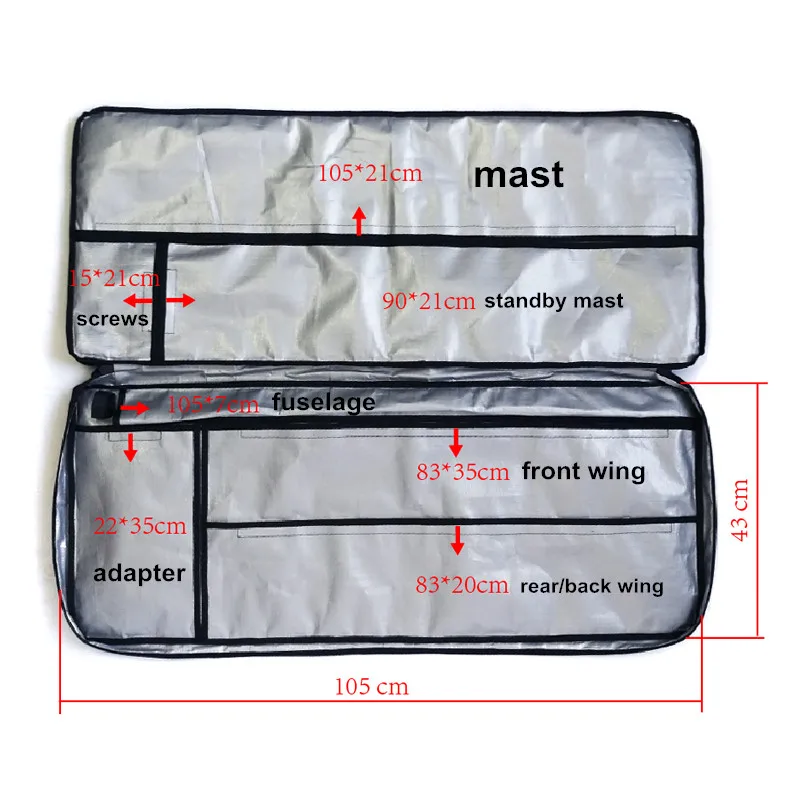 600D Fabric Hydrofoil Cover Bag Foil Easy Carry Bags For Surf SUP Windsurf Hydrofoil sports accessory