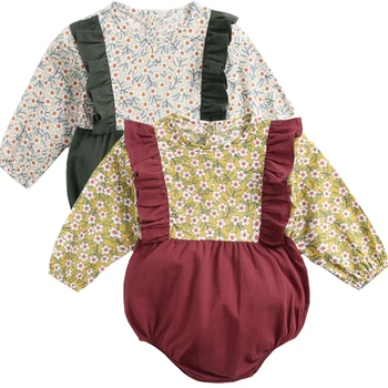

Baby Girl jumpsuit Newborn Twin Clothes Bodysuit Kids Clothing Spring Cotton long Sleeve Fashion floral cotton New born Outfit