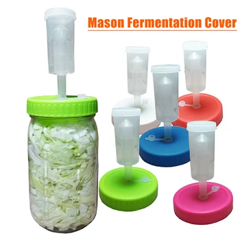 

Hot Fermentation Lid Cover with One-way Exhaust Valves Fermenting Lids Kit for Wide Mouth Mason Jars 86mm D6