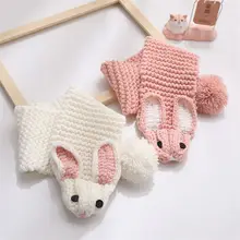 Теплые Шарфы для мальчиков и девочек, шаль, милый кролик, вязаный хомут для шеи, шарф для детей