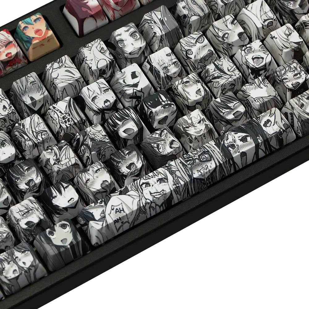 PBT 110key Ahegao Keycap Dye Sublimation OEM Profile Japanese Anime Keycap For Cherry Gateron Kailh switch Mechanical Keyboard