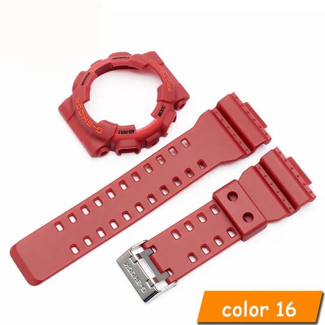 For Casio G-SHOCK GA-110 GA-100 GD-120 Rubber Sports Strap Modification Accessories, Including Case and Strap Adapter red orange