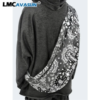 

LMCAVASUN Harajuku Men's bag crossbody bags for women hip pop national style patchwork couples bags cashew pattern