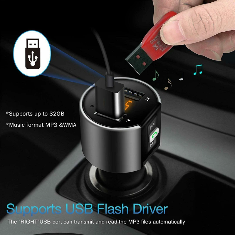Car Charger For Huawei Mate 30 20 Pro Cigarette Lighter Dual USB bluetooth FM MP3 Player Transmitter Car Charger Accessories