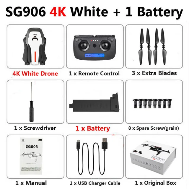 SG906 4K Дрон камера gps 5G WiFi FPV с 4K Ультра прозрачная камера бесщеточный селфи складной gps оптический поток позиционирования Hover - Цвет: White 1B BOX