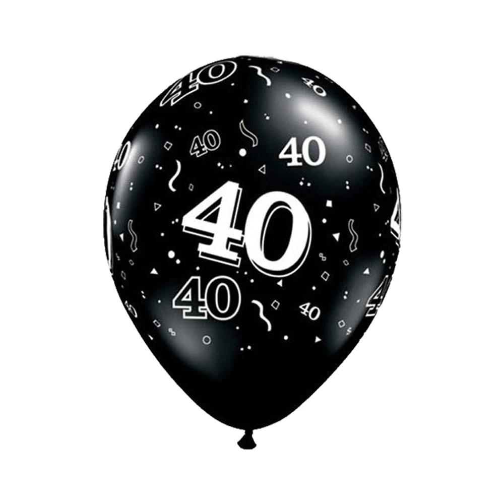 10 шт. 12 дюймов золотой серебряный черный 21 30 40th 50th латексные воздушные шары для взрослых День рождения Свадебные украшения юбилейные поставки - Color: black 40