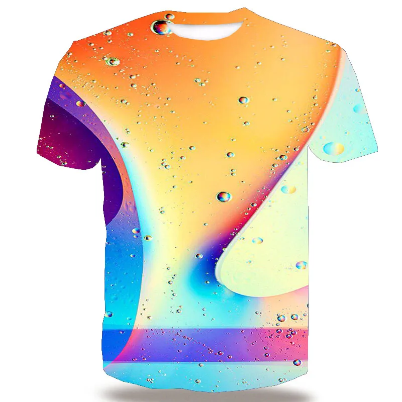 

UNEY Men Rainbow Texture T Shirt US Size Shirt Psychedelic Tops Tees 3D Pattern Short Sleeve Tops Unisex Light Lines Tees