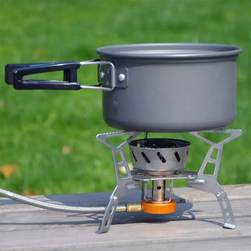 Windproof Portable Backpacking Stove with Piezo Ignition 3500W Strong Firepower Lightweight Outdoor Camping Stove Propane Butane