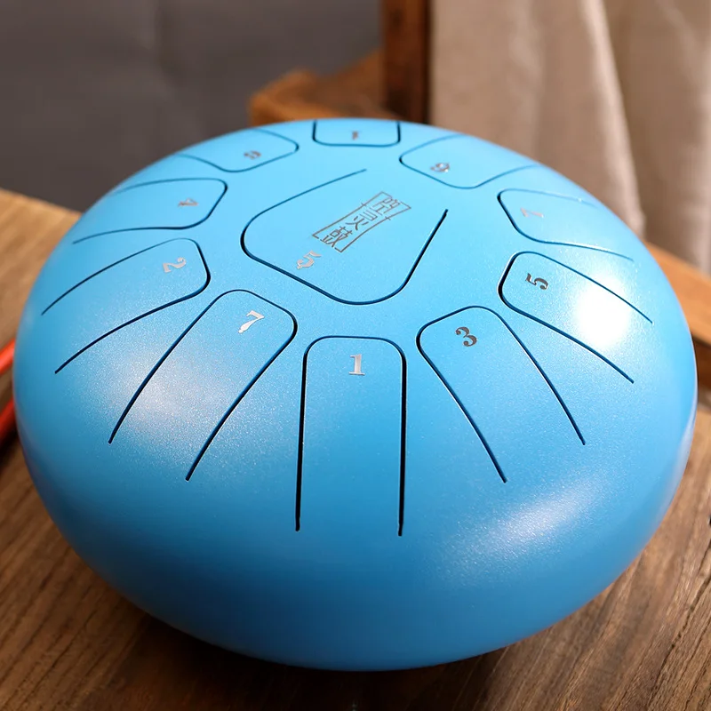 Hluru Steel Tongue Drum 8 Inch Mini Drum Ethereal Rhythm 11 notes Tone F Tang Drum Percussion Hand pan Musical Instruments