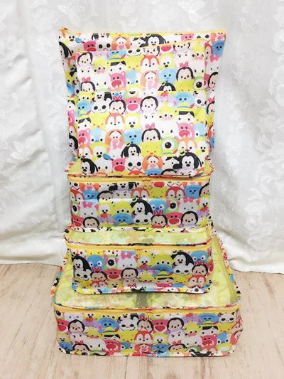 see chart13 hot 6PCS/Kits Stitch Anpanman Fashion Anime Portable Travel Bag Reusable Tote Foldable Handbags Luggage Pouch Storage cute - Color: see chart13