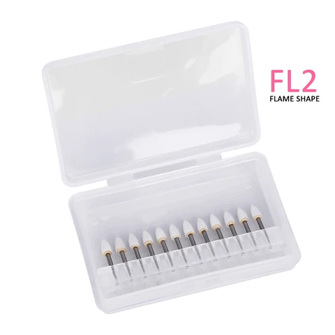 Dental Cone White Stone Polishing FG Burs FL2 Flame Abrasion Point Bur Fit High Speed Handpiece 1.6mm Dentist Tools