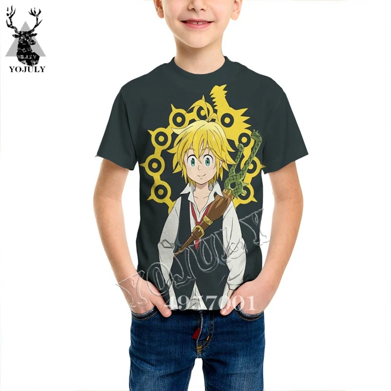 Забавные футболки с 3D принтом аниме «Seven Deadly Sins Meliodas» Летняя Детская Повседневная футболка с короткими рукавами для маленьких мальчиков и девочек, Y577