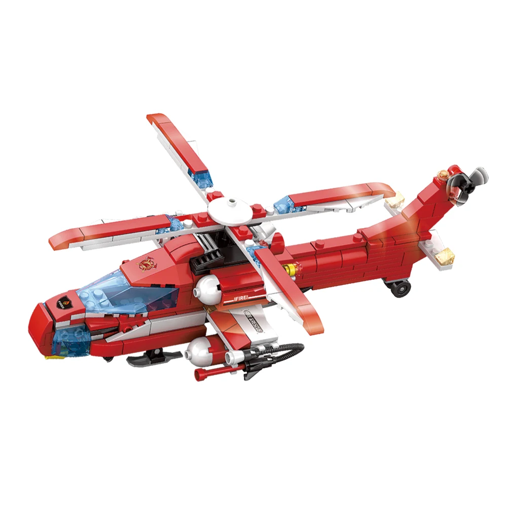 KAZI 8PCS / lot city fire building block set city helicopter technology building block children toys birthday gift