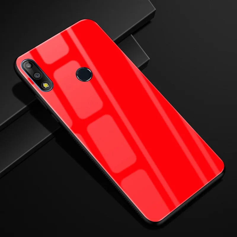 Для Asus Zenfone Max Pro M2 ZB631KL Чехол Жесткий PC стеклянный чехол для телефона черный TPU бампер чехол для Asus ZB631KL закаленное стекло - Цвет: 20