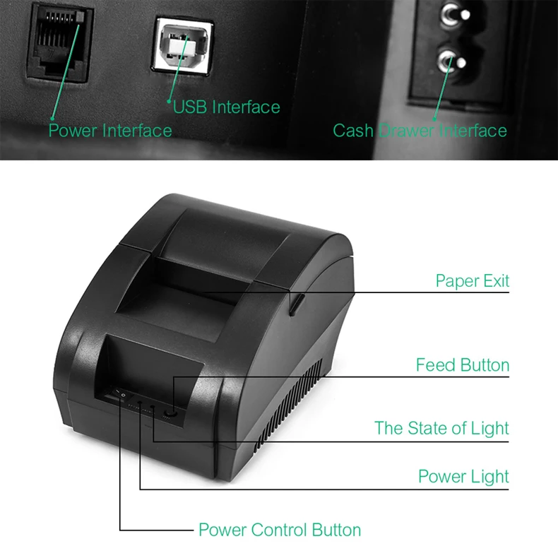 NETUM 58 мм термальный принтер 58 мм USB Термальный чековый принтер usb POS система супермаркет NT-5890K