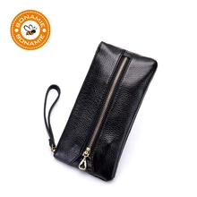 BONAMIE натуральный кожаный брелок для женщин и мужчин, клатч на молнии, сумка для ключей, кошелек для мобильного телефона, сумка для ключей, сумка-Органайзер, чехол для монет, кошелек