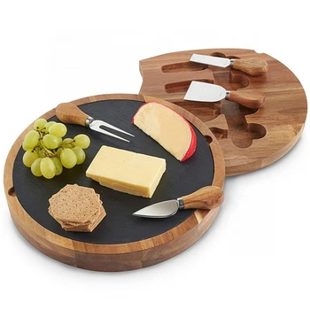 

Cheese Cutting Board Combination Set Western-style Bamboo Cutting Board Cheese Board Knife Box Creative Kitchen Tools