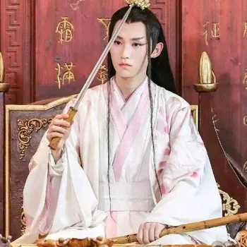 

2 Designs Murong Li Gradient Pink Embroidery Male Costume Hanfu Ancient Chinese Scholar Prince Hanfu for Assassin's History