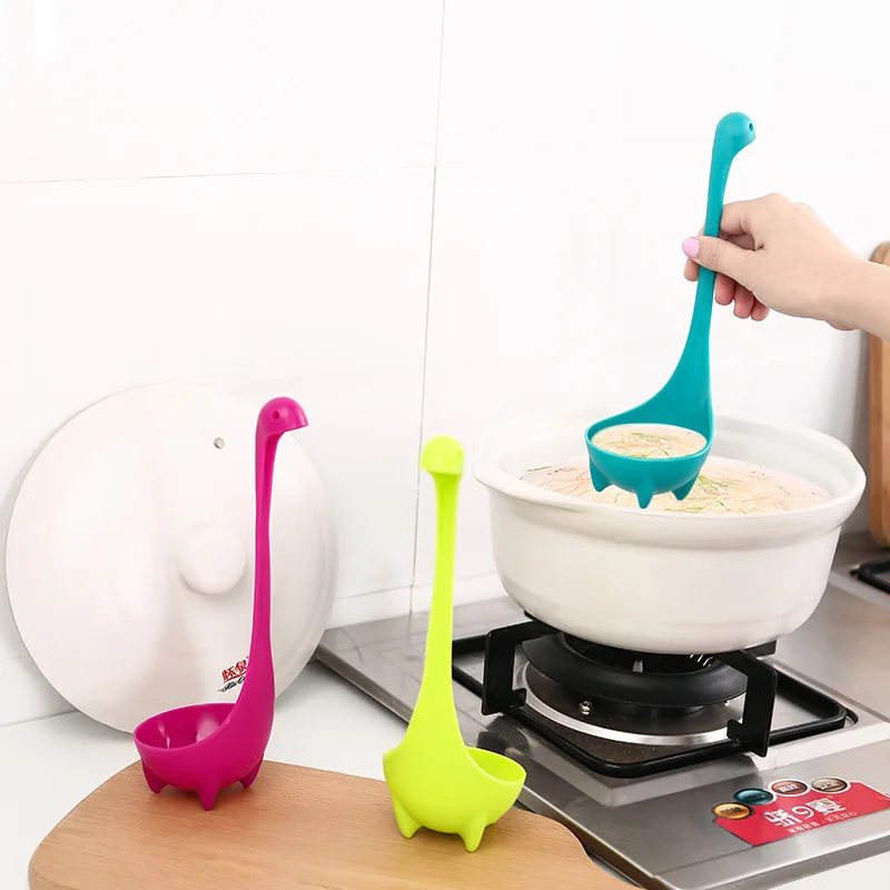 

Creative Soup Spoon Cute Dinosaur Stand Vertical Oat Spoon Kitchen Tableware Spoon Plastic dino cooking spoons