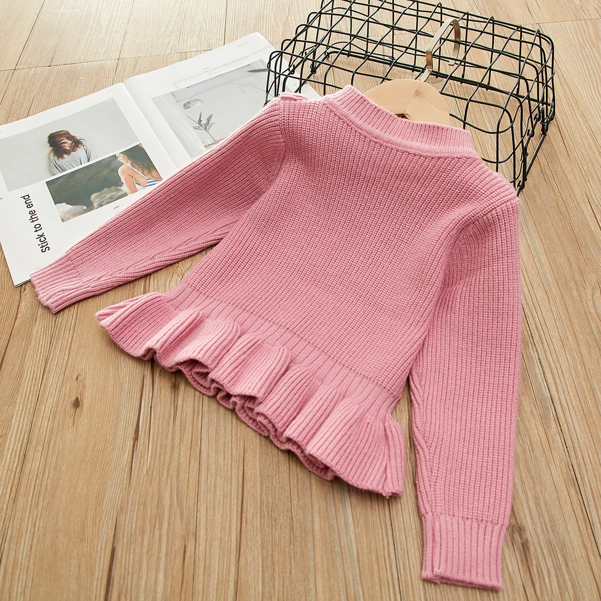 Юбки для девочек, костюм г. Осень-зима, вязаный свитер и Юбки Комплекты из 2 предметов топы с оборками, плиссированная юбка изысканные наряды для девочек