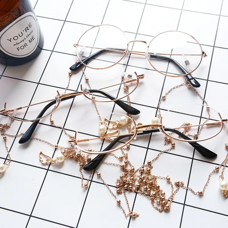 

Fashion Belt Glasses, Gold Chain, Silver Chain, Anime Peripheral, Half Frame, Lens Anti-shedding Glasses