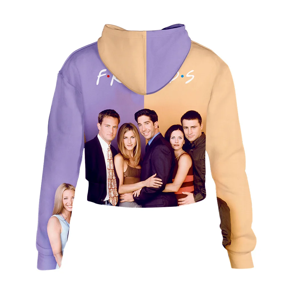 Модный принт толстовка с капюшоном для друзей sweashirts женский укороченный топ рубашка Harajuku Горячая одежда толстовки с длинными рукавами пуловер Одежда