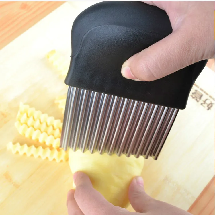 Stainless steel potato slicer Cut Vegetable Fruit Tool Wave Knife Accessorie French Fries Cutter Serrated Blade Easy Slicing |