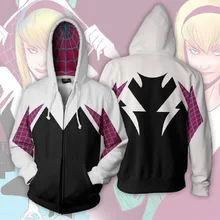 Women Girls Venom Hoodie Cosplay Spider Gwen Stacy Costume Spider boy Superhero Zipper Jacket Hooded Sweatshirt Coat